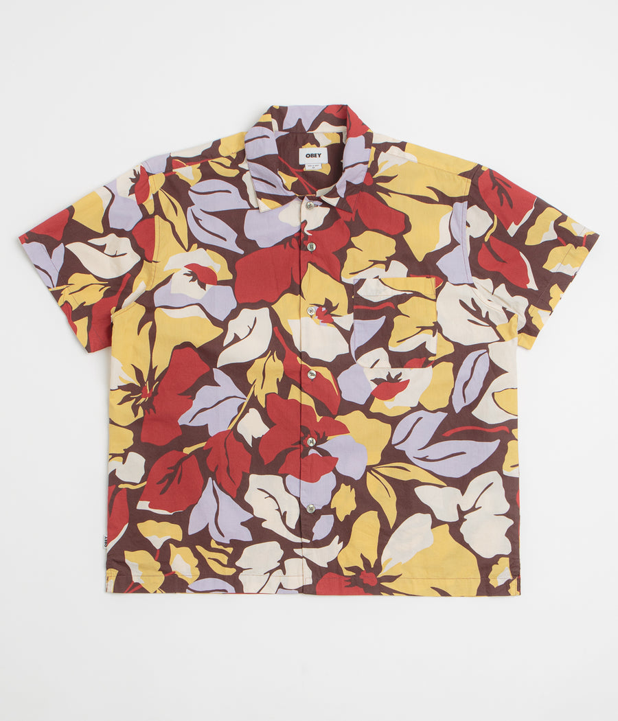 Obey Maxwell Short Sleeve Shirt in Chocolate Multi