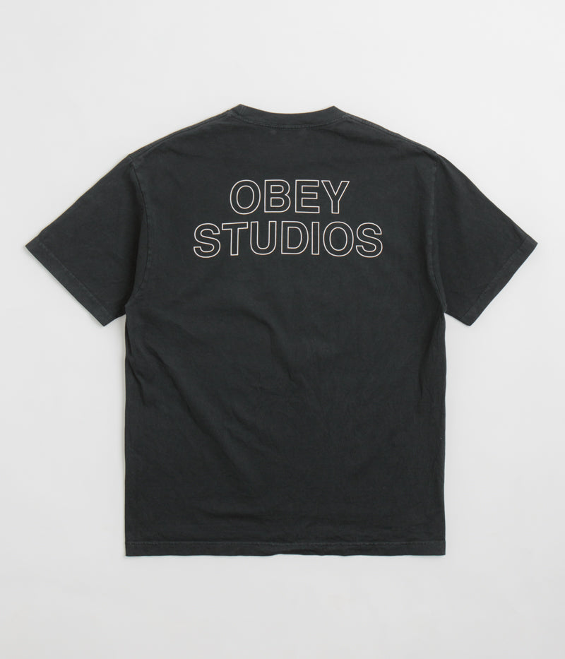Obey Studios Outline T-Shirt in Pigment True Vintage Black