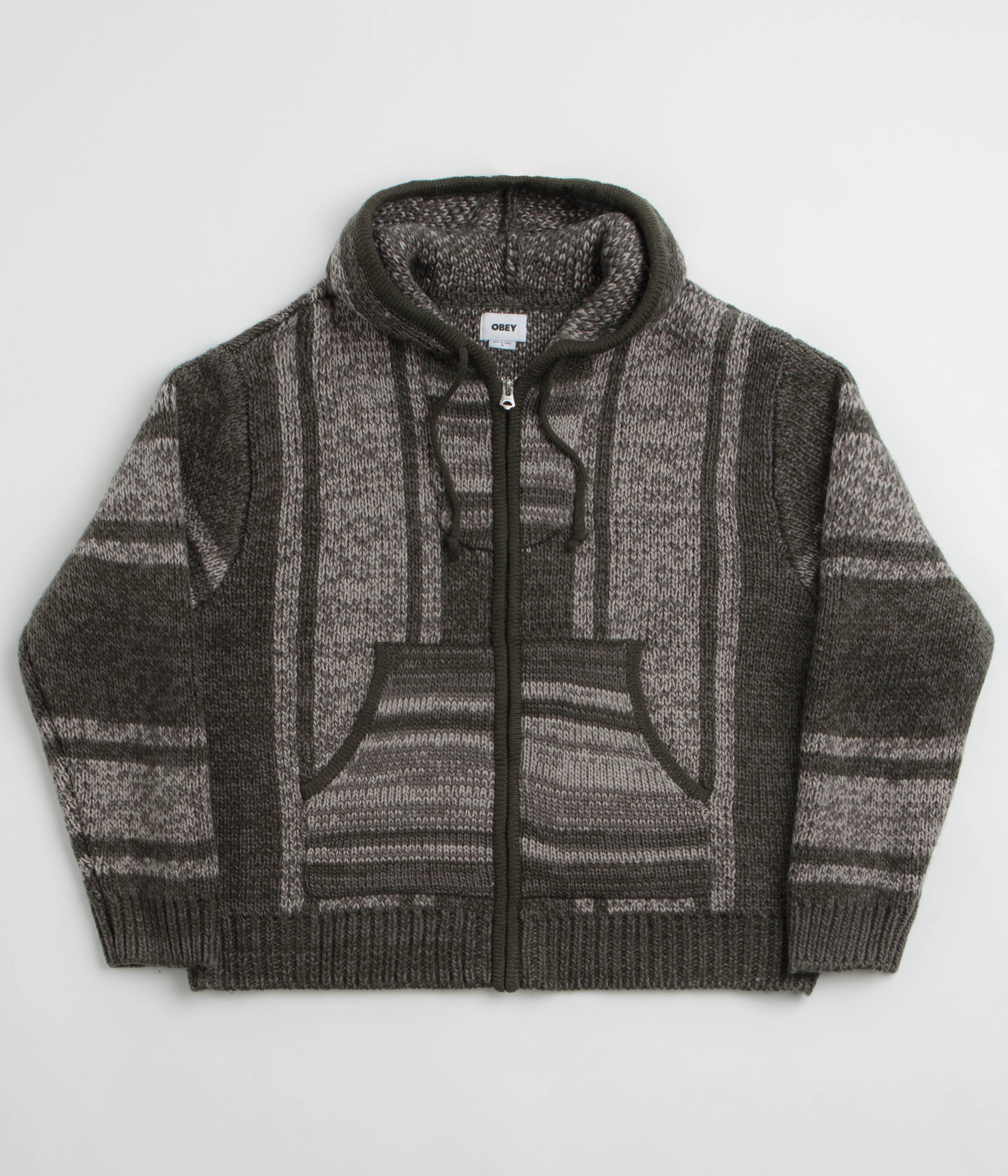 Obey Zip Up Baja Hoodie in Leaf Multi