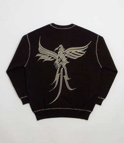 Pass Port Calligraphy Knit Crewneck Sweatshirt in Black