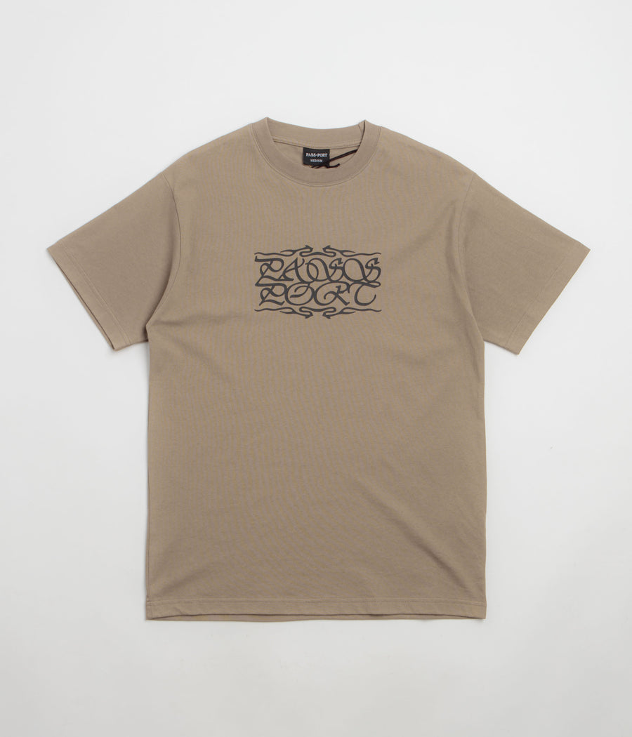 Pass Port Calligraphy T-Shirt in Khaki
