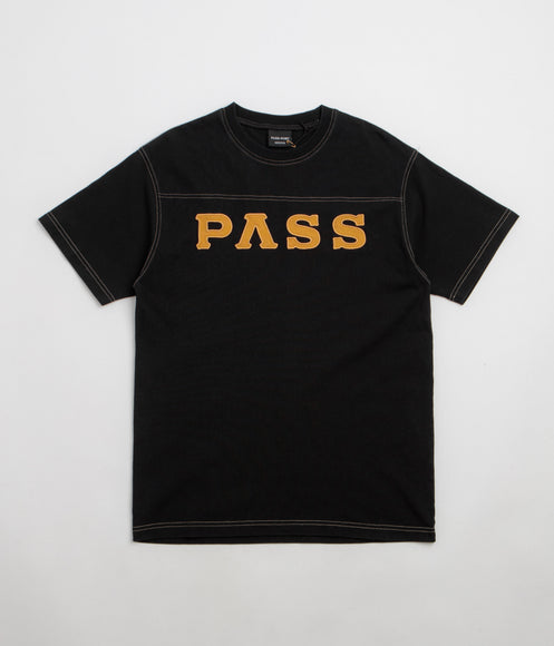 Pass Port Letterhead Panel T-Shirt - Washed Black