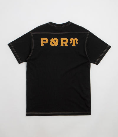 Pass Port Letterhead Panel T-Shirt - Washed Black