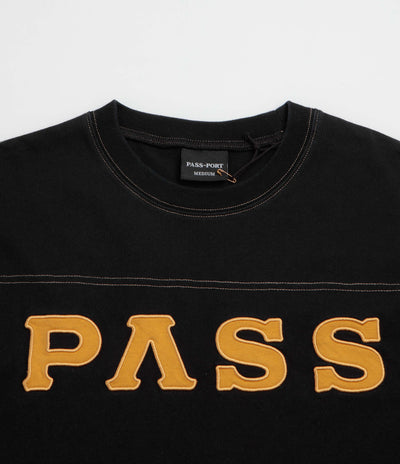 Pass Port Letterhead Panel T-Shirt - Washed Black