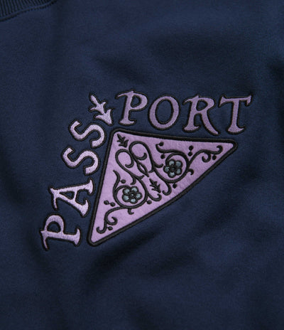 Pass Port Manuscript Crewneck Sweatshirt in Navy