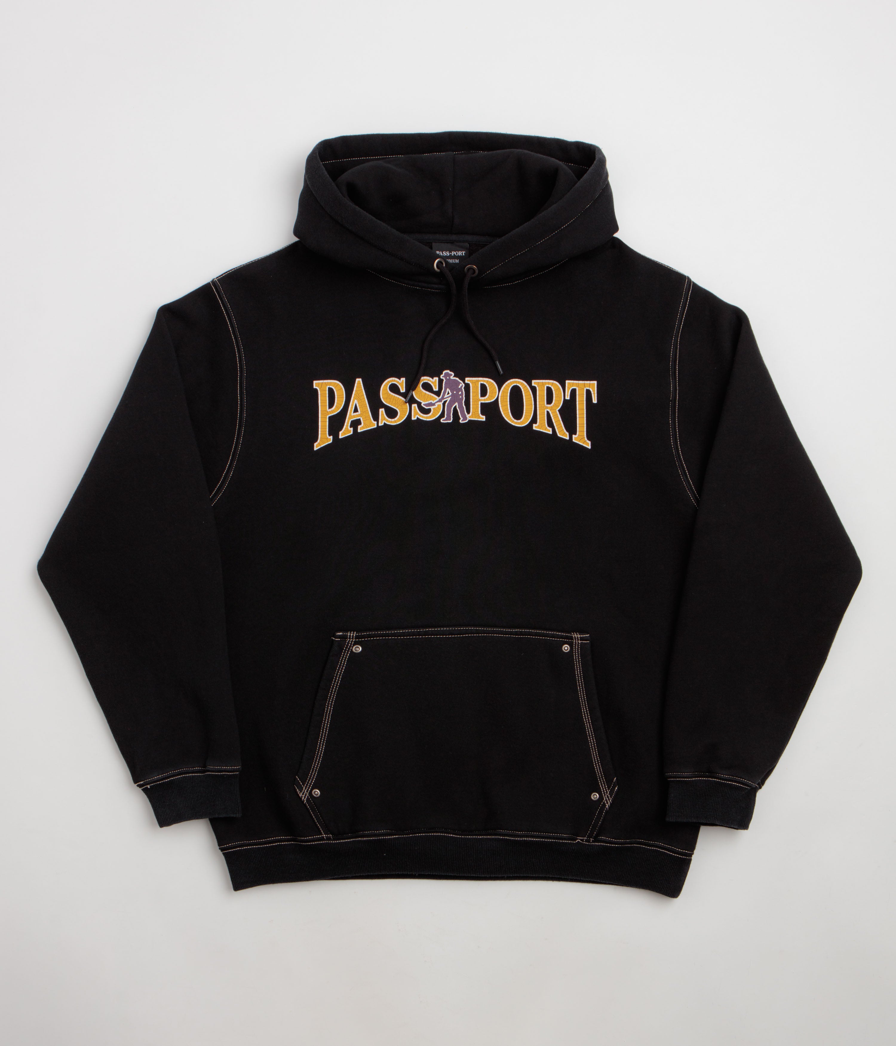 Pass Port Official Contrast Hoodie - Washed Black