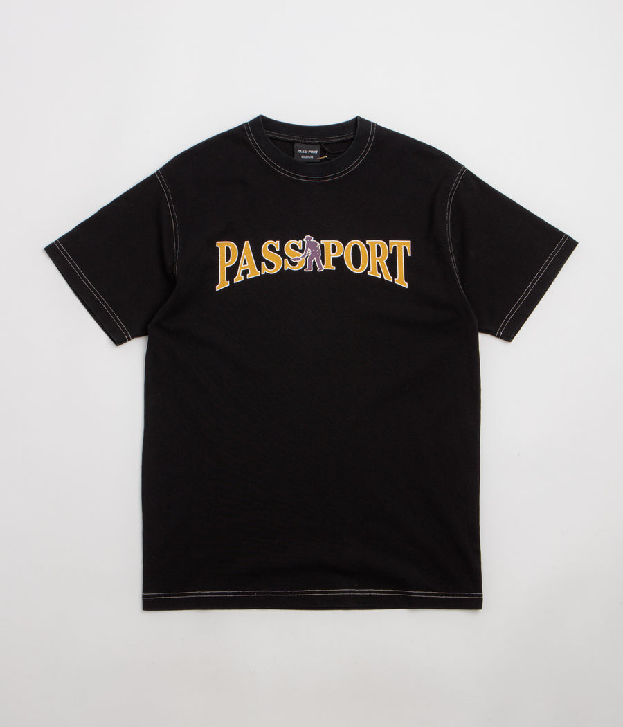 Pass Port Official Contrast T-Shirt in Washed Black
