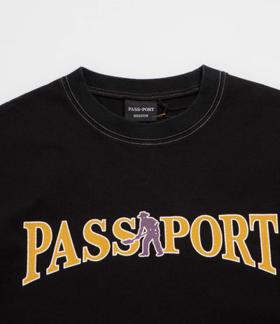 Pass Port Official Contrast T-Shirt in Washed Black