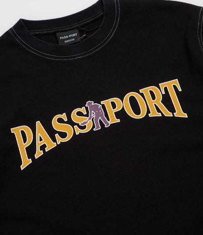 Pass Port Official Contrast T-Shirt in Washed Black