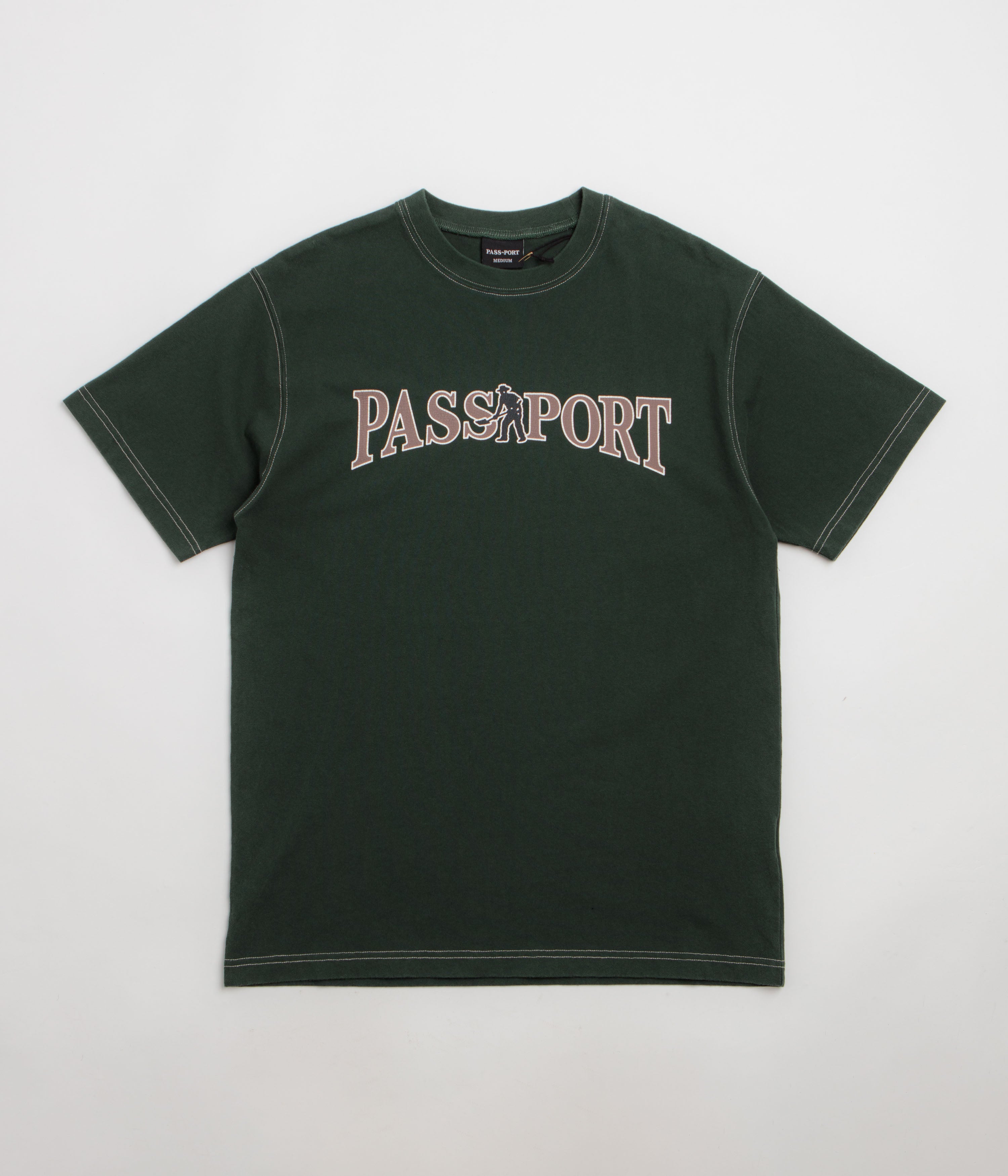 Pass Port Official Contrast T-Shirt - Washed Forest Green