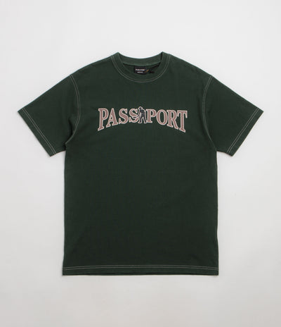 Pass Port Official Contrast T-Shirt in Washed Forest Green
