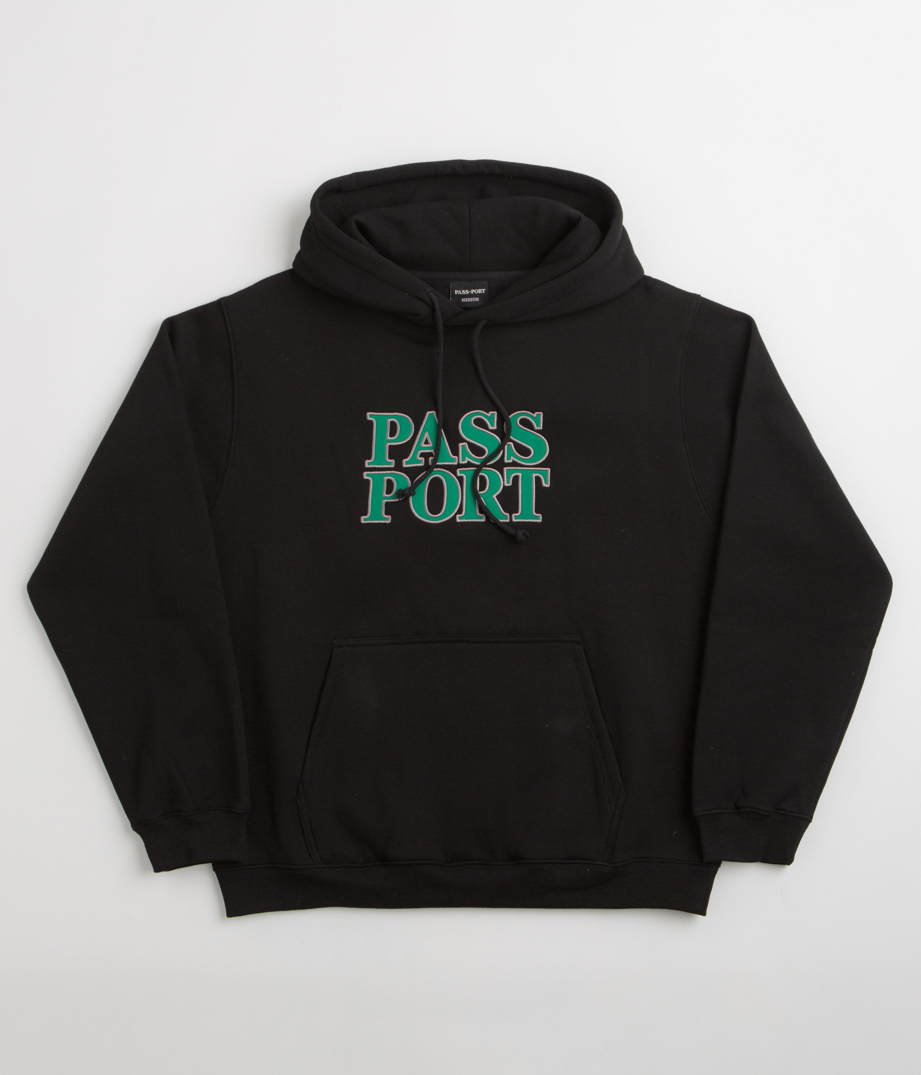 Pass Port Official Stacked Applique Hoodie in Black