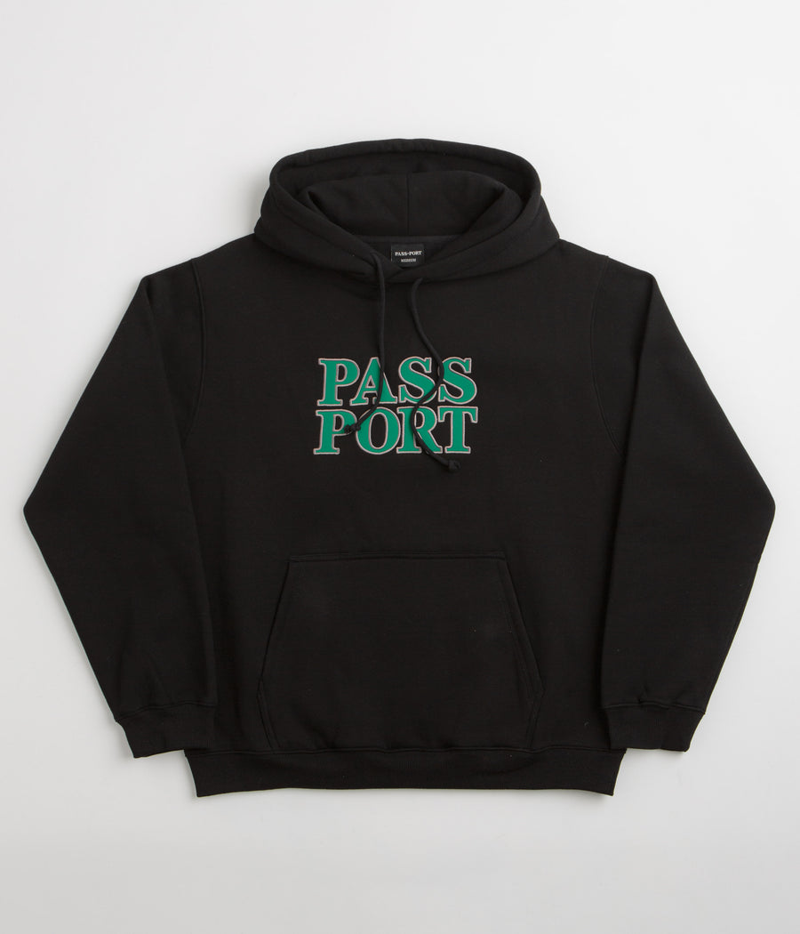 Pass Port Official Stacked Applique Hoodie in Black