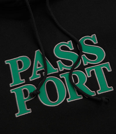 Pass Port Official Stacked Applique Hoodie in Black