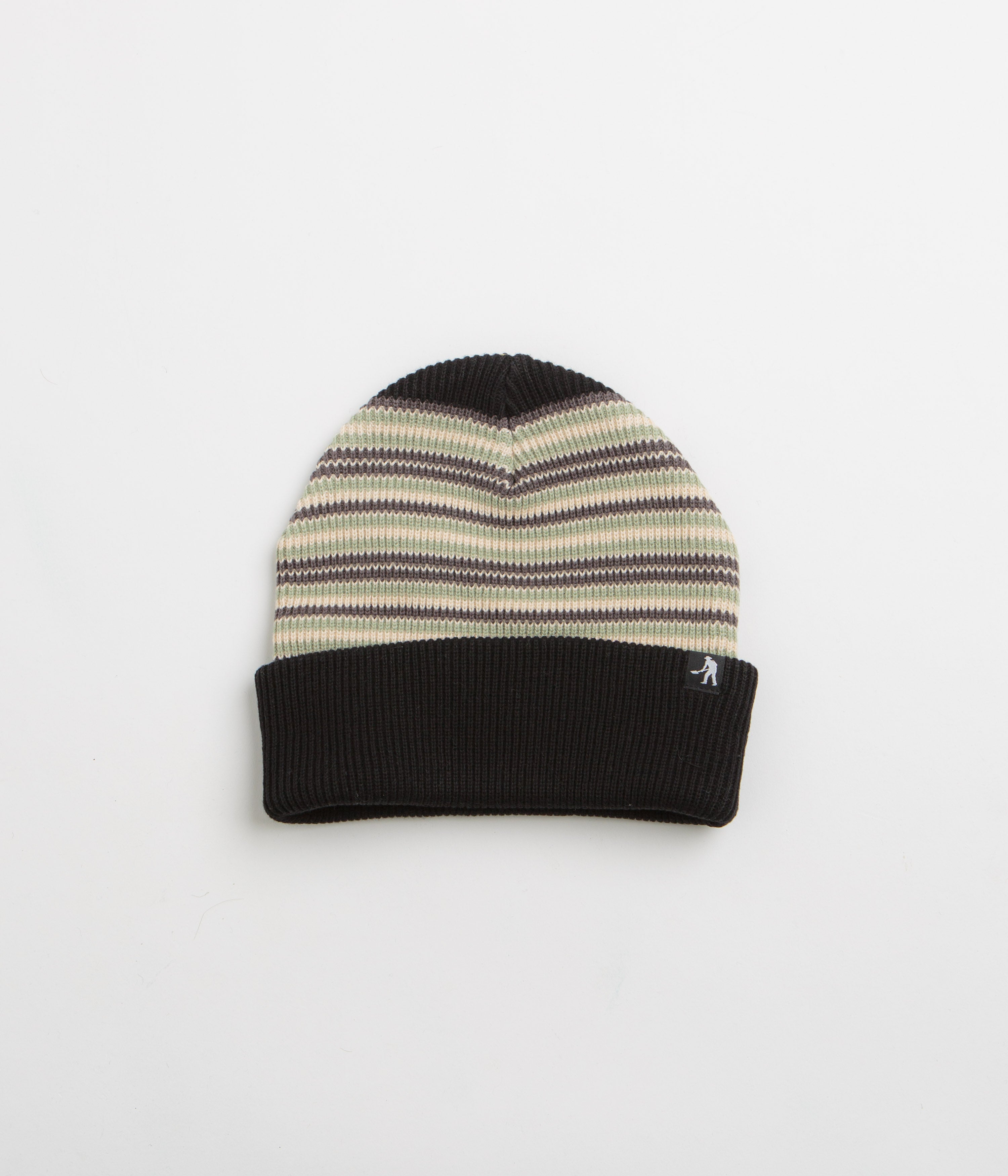 Pass Port Organic Cotton Stripe Beanie in Black