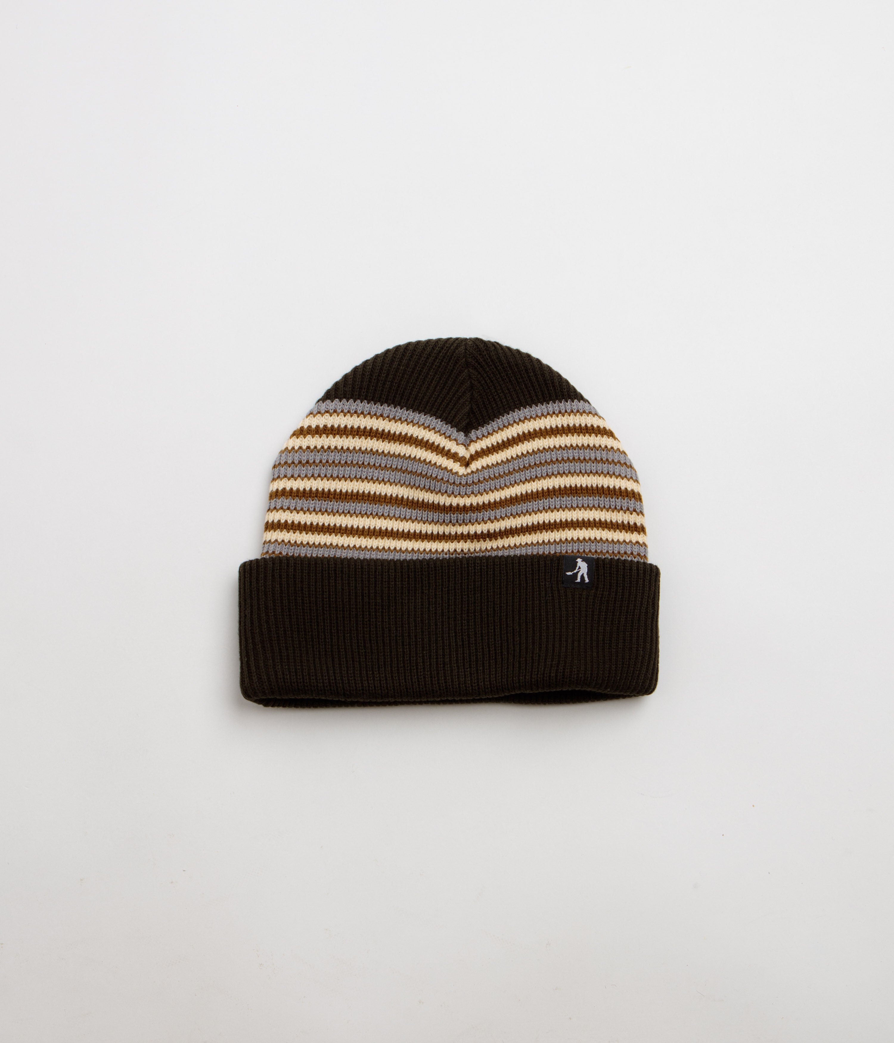 Pass Port Organic Cotton Stripe Beanie - Black / Brown
