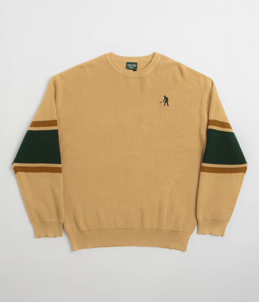 Pass Port Organic Cotton Stripe Knit Sweatshirt in Cream