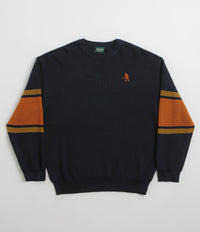 Pass Port Organic Cotton Stripe Knit Sweatshirt in Navy
