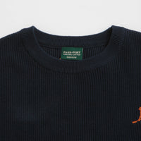 Pass Port Organic Cotton Stripe Knit Sweatshirt in Navy thumbnail