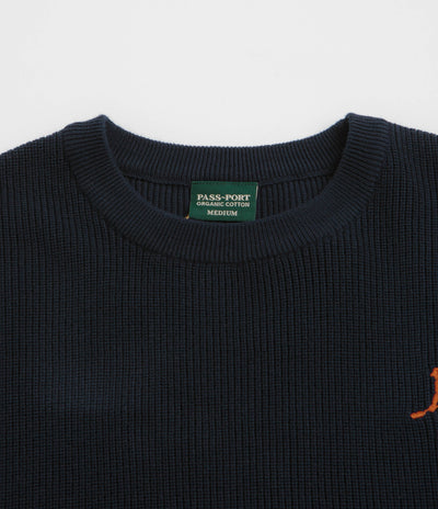Pass Port Organic Cotton Stripe Knit Sweatshirt in Navy