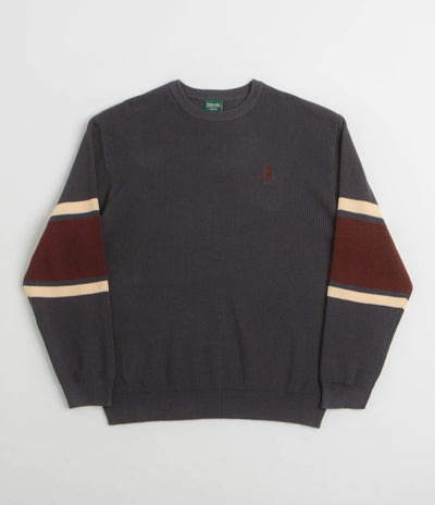 Pass Port Organic Cotton Stripe Knit Sweatshirt in Slate