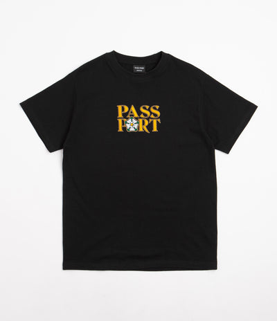 Pass Port Rosa Embroidery T-Shirt - Black