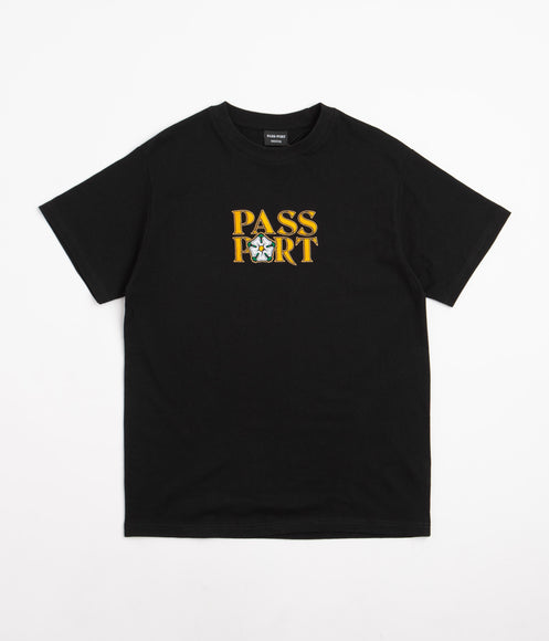 Pass Port Rosa Embroidery T-Shirt - Black