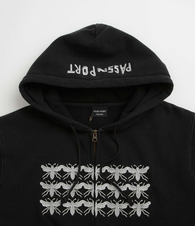 Pass Port Scissorcraft Full Zip Hoodie in Black