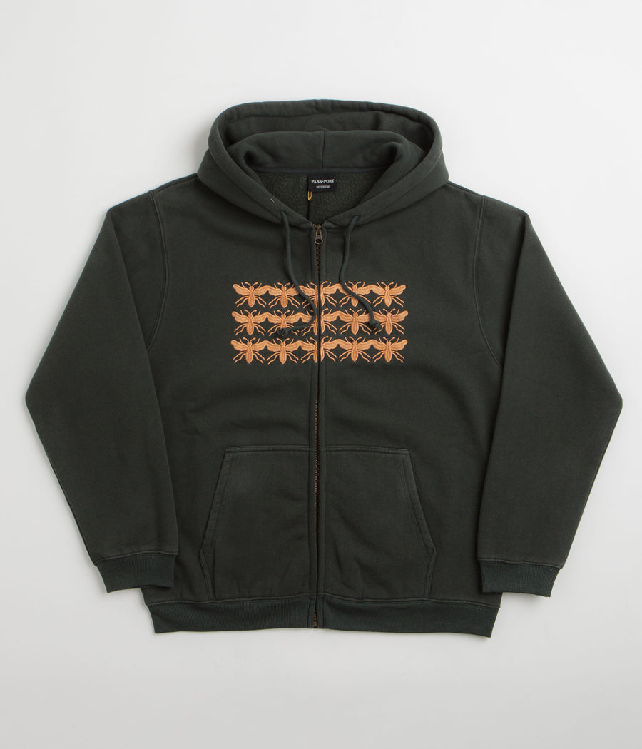 Pass Port Scissorcraft Full Zip Hoodie in Seaweed