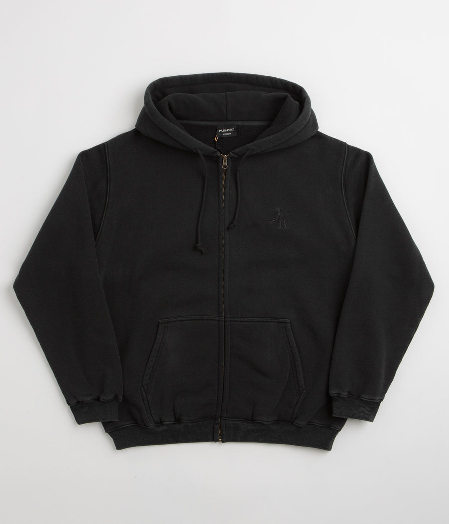 Pass Port Solid Workers Full Zip Hoodie in Black
