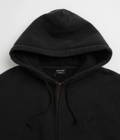 Pass Port Solid Workers Full Zip Hoodie in Black