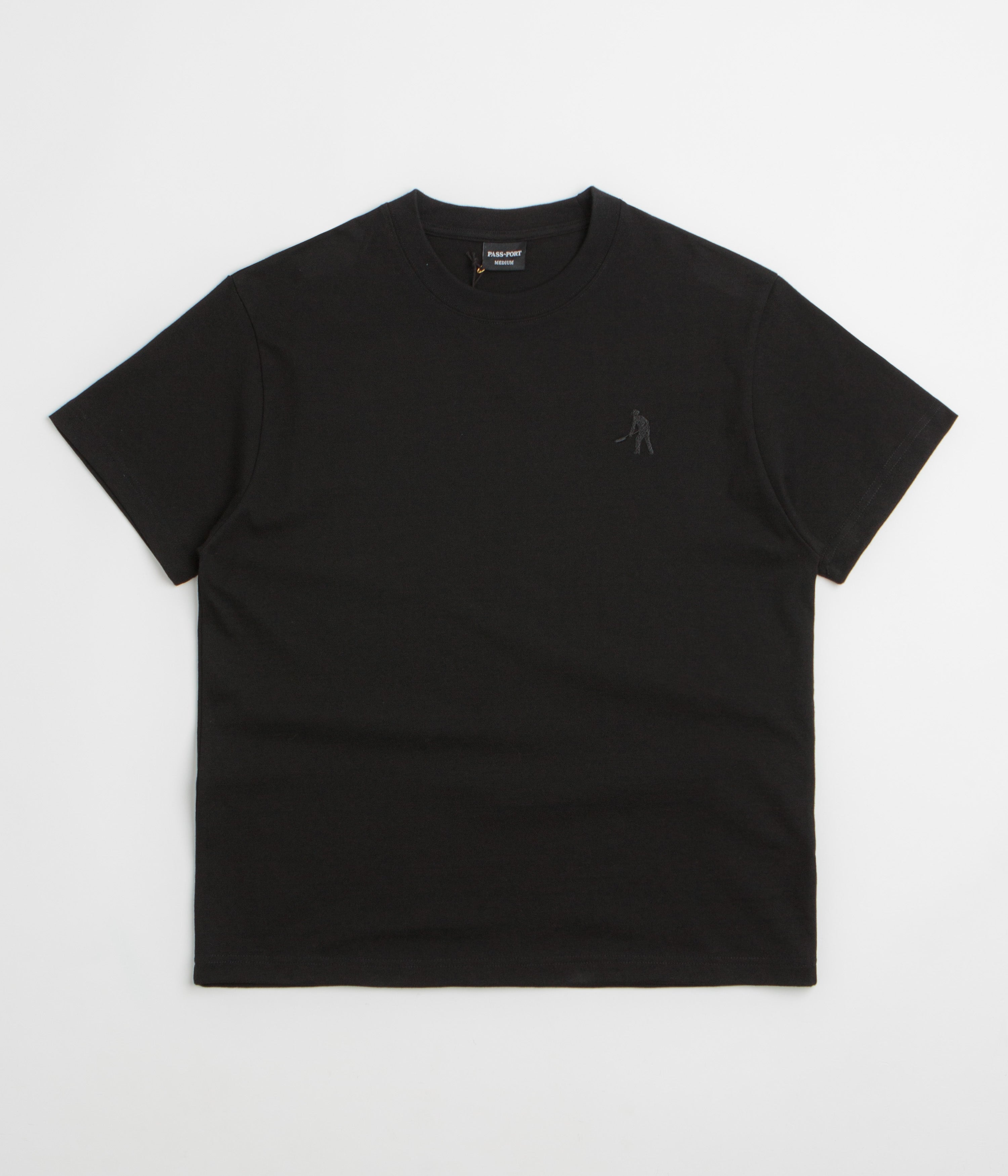 Pass Port Solid Workers T-Shirt in Black