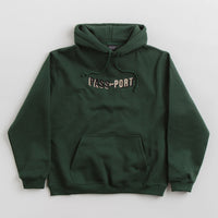 Pass Port Sunken Logo Embroidery Hoodie in Forest Green thumbnail