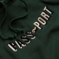 Pass Port Sunken Logo Embroidery Hoodie in Forest Green thumbnail