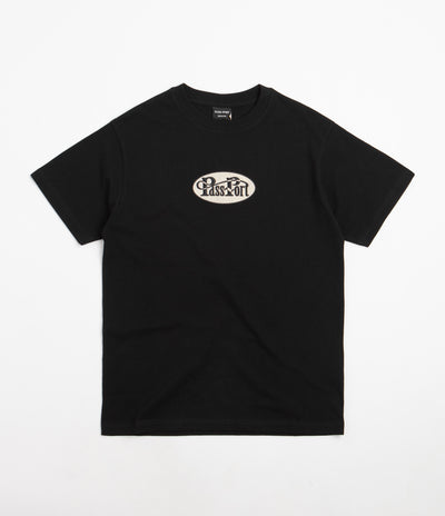 Pass Port Whip Embroidery T-Shirt - Black