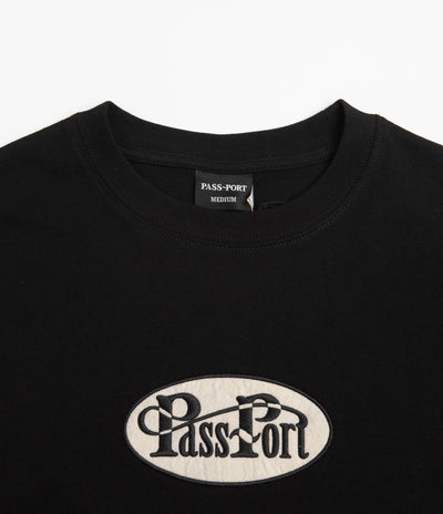 Pass Port Whip Embroidery T-Shirt - Black