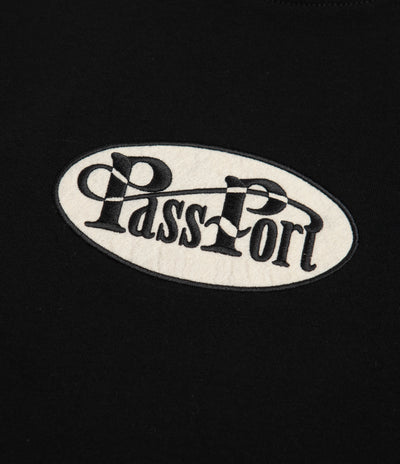 Pass Port Whip Embroidery T-Shirt - Black