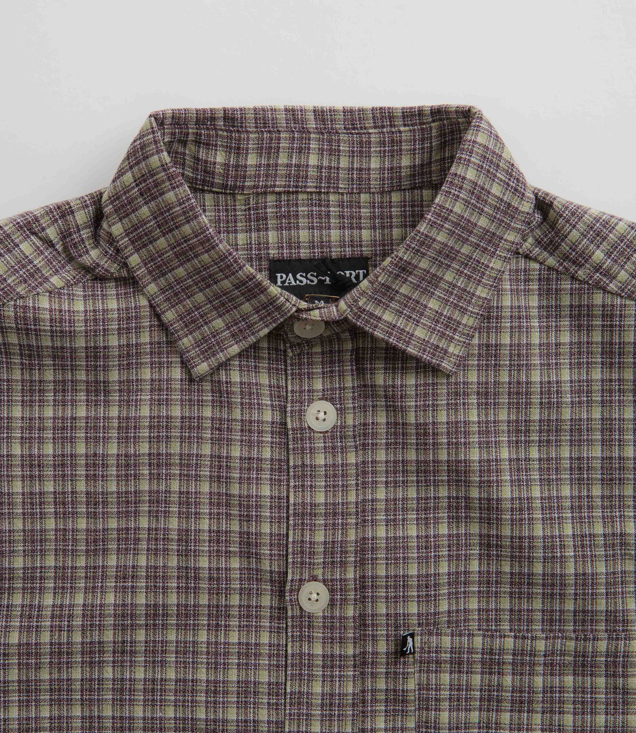 Pass Port Workers Check Short Sleeve Shirt - Choc Mint