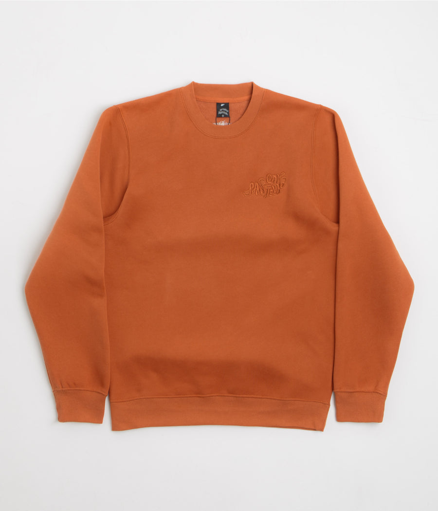 Pasteelo Can Embroidered Script Crewneck Sweatshirt in Rust
