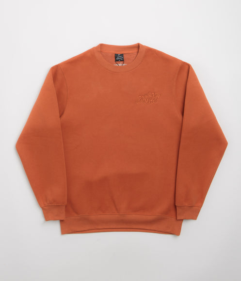 Pasteelo Can Embroidered Script Crewneck Sweatshirt - Rust