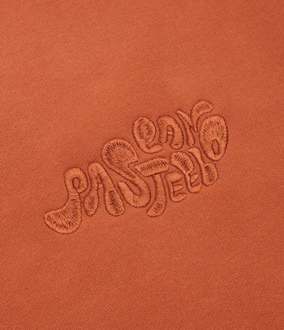 Pasteelo Can Embroidered Script Crewneck Sweatshirt - Rust