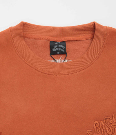 Pasteelo Can Embroidered Script Crewneck Sweatshirt - Rust