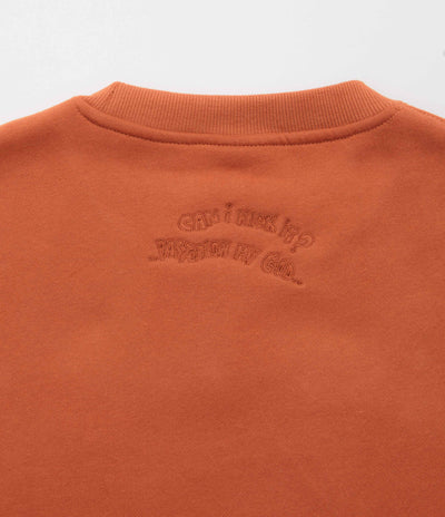 Pasteelo Can Embroidered Script Crewneck Sweatshirt - Rust