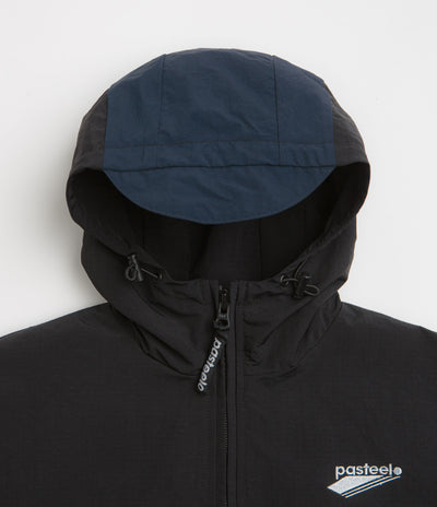 Pasteelo Hooded Windbreaker Jacket - Black / Navy