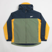 Pasteelo Hooded Windbreaker Jacket in Navy and Olive / Gold thumbnail