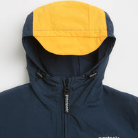 Pasteelo Hooded Windbreaker Jacket in Navy and Olive / Gold thumbnail