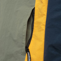 Pasteelo Hooded Windbreaker Jacket in Navy and Olive / Gold thumbnail