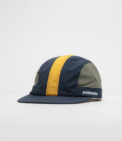 Pasteelo Stripe Cap in Navy and Olive / Gold