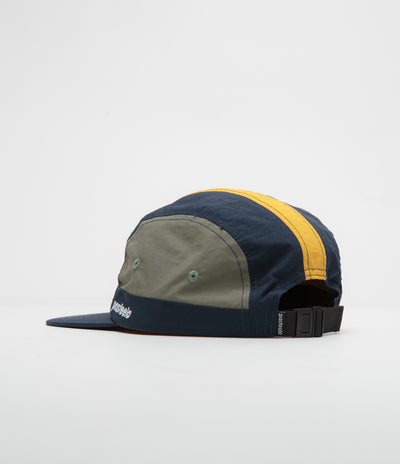 Pasteelo Stripe Cap in Navy and Olive / Gold