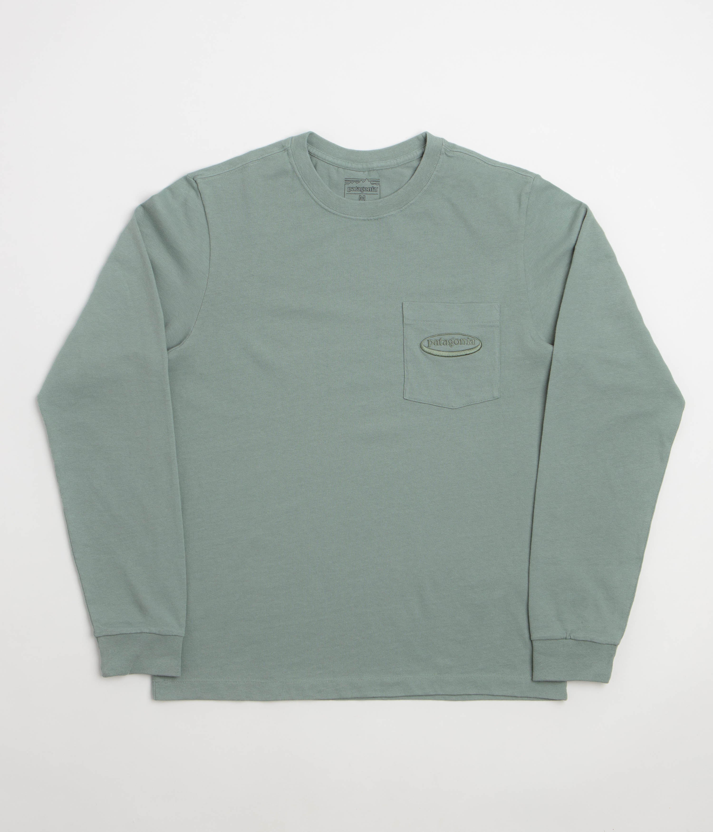 Patagonia 95 Oval Logo Pocket Long Sleeve T-Shirt in Cover Green